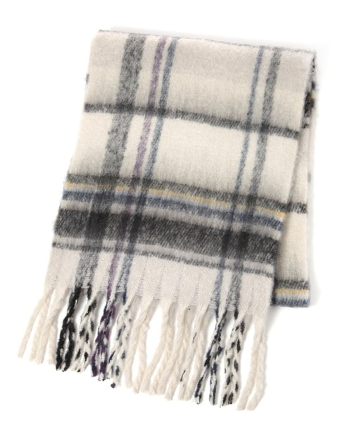 LAKOLE（ラコレ）の「ブークレーチェックマフラー / 138789（マフラー・レディース・オレンジ/オフホワイト/ブルー・FREE）」の6枚目の写真