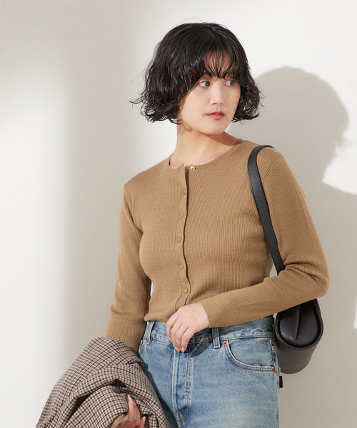 journal standard L'essage(ジャーナルスタンダードレサージュ)の「リブカーディガン(カーディガン/ボレロ・レディース・グレー/キャメル/ネイビー・FREE)」の12枚目の写真