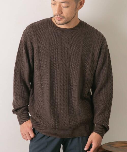 最終価格　定価4,6万ロッソプーロエストネーション別注メリノウールケーブルニット セール】『WEB限定』『XLサイズあり』メリノウールケーブルニット