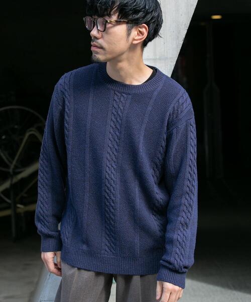 BRIEFING メリノウール ロゴクールネックセーター ネイビー サイズM セール】『WEB限定』『XLサイズあり』メリノウールケーブルニット