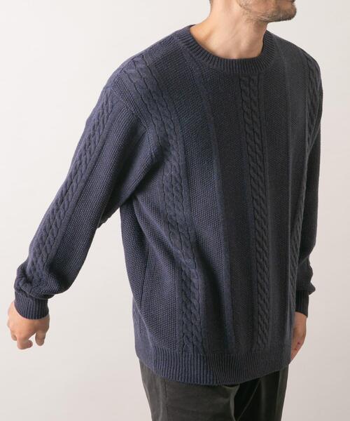 URBAN RESEARCH ROSSO MEN(アーバンリサーチロッソメン)の「『WEB限定』『XLサイズあり』メリノウールケーブルニット(ニット/セーター・メンズ・ダークブラウン/ブルー系その他/アイボリー・SMALL/MEDIUM/LARGE/X-LARGE)」の14枚目の写真