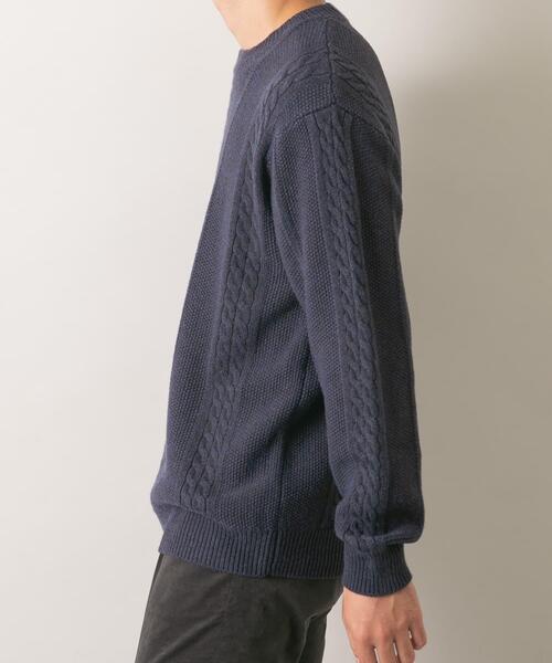 URBAN RESEARCH ROSSO MEN(アーバンリサーチロッソメン)の「『WEB限定』『XLサイズあり』メリノウールケーブルニット(ニット/セーター・メンズ・ダークブラウン/ブルー系その他/アイボリー・SMALL/MEDIUM/LARGE/X-LARGE)」の15枚目の写真