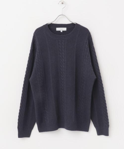 最終価格　定価4,6万ロッソプーロエストネーション別注メリノウールケーブルニット セール】『WEB限定』『XLサイズあり』メリノウールケーブルニット