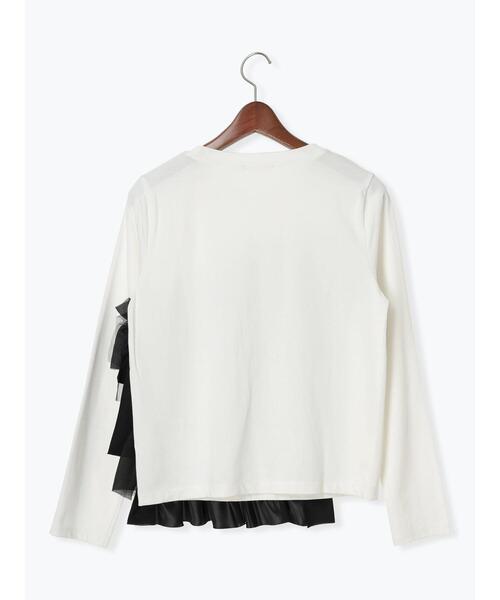 Te chichi（テチチ）の「【貴島明日香コラボ】フリルコンビトップス（Tシャツ/カットソー・レディース・サックスブルー/オフホワイト/チャコールグレー・F）」の14枚目の写真