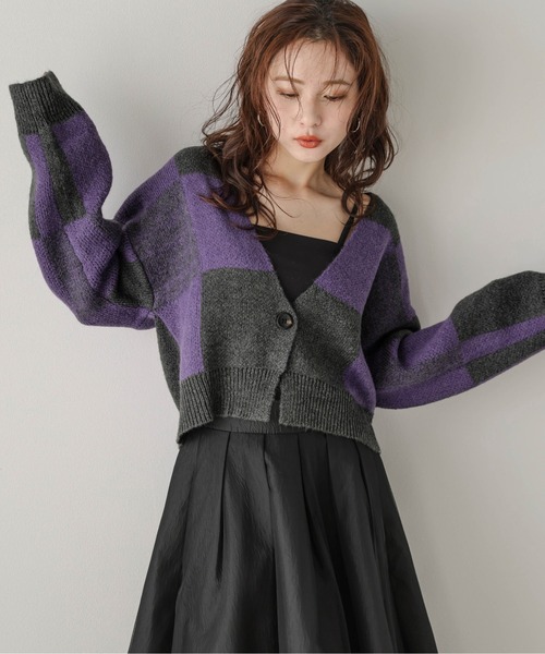 AMELY(エミリー)の「メランジニットカーディガン(カーディガン/ボレロ・レディース・グレー/ブラウン/ネイビー・フリー)」の2枚目の写真
