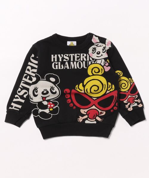 HYSTERIC MINI(ヒステリックミニ)の「MY FIRST HYSTERIC LOVELYFRIENDS裏毛トレーナー(スウェット・キッズ・ライトグレー/ブラック・90/80)」の2枚目の写真