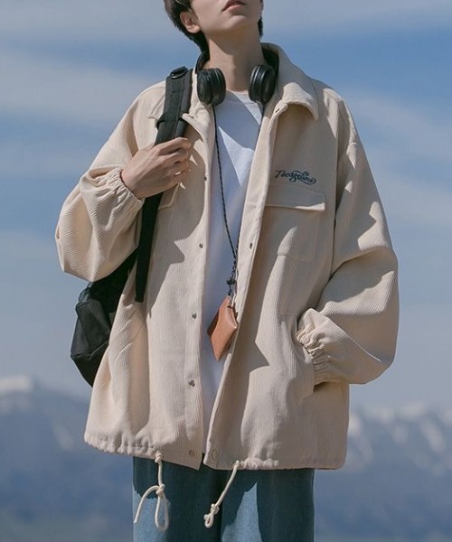 FreeZone（フリーゾーン）の「メンズ コーデュロイ ジャケット 男女兼用 ストリート系 防寒アウター 秋冬 新 ブルゾン アウター（ブルゾン・メンズ・グレー/ブラウン/ベージュ・FREE）」の20枚目の写真