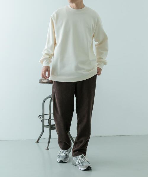 ITEMS URBANRESEARCH(アイテムズ アーバンリサーチ)の「裏起毛 クルーネックワッフルプルオーバー(スウェット・メンズ・ブラック/オフホワイト/グレー・MEDIUM/LARGE)」の4枚目の写真
