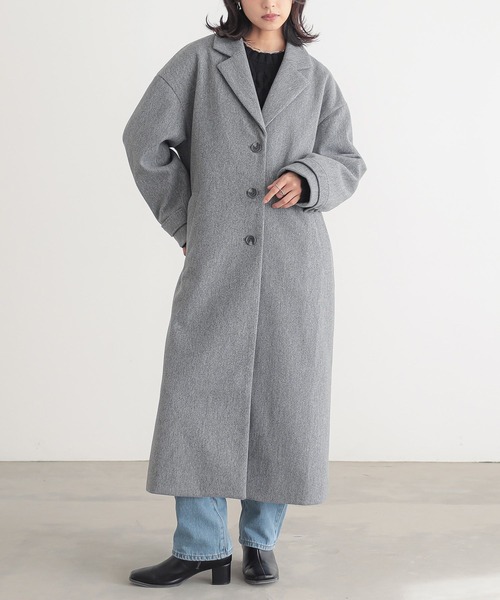 n'OrLABEL（ノアールレーベル）の「『ロングチェスターコート』（チェスターコート・レディース・ブラック/モカ/杢グレー・2/1）」の12枚目の写真