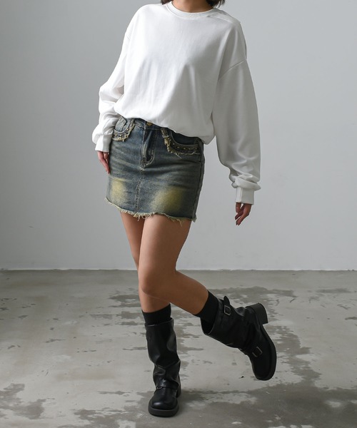 .KOM（ドットコム）の「A'GEM/9 × .kom 『.kom/ドットケーオーエム』オープンショルダートップス（Tシャツ/カットソー・レディース・アイボリー/ブラック/グレー/ベージュ/パープル・FREE）」の6枚目の写真