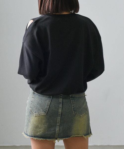 .KOM（ドットコム）の「A'GEM/9 × .kom 『.kom/ドットケーオーエム』オープンショルダートップス（Tシャツ/カットソー・レディース・アイボリー/ブラック/グレー/ベージュ/パープル・FREE）」の14枚目の写真