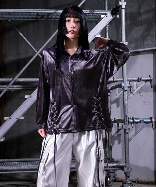 美品 社交ダンス衣装】ブラック シャツ ブラウス 黒 レース