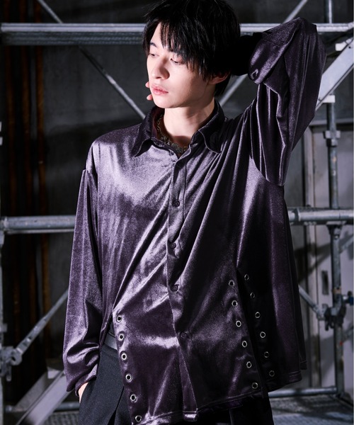 セール】Wレースアップベロアシャツ（シャツ/ブラウス）｜Ellno Loset