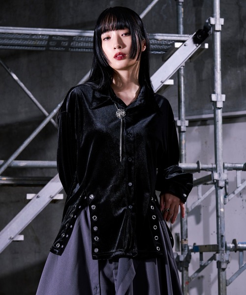 セール】Wレースアップベロアシャツ（シャツ/ブラウス）｜Ellno Loset