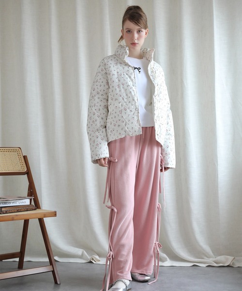 【Jasmine】花柄スタンドカラーダウンジャケットショート丈（ダウンジャケット/コート）｜Jasmine Grandiflorum（ジャスミングランディフローラム）