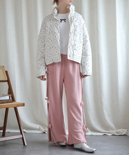 【Jasmine】花柄スタンドカラーダウンジャケットショート丈（ダウンジャケット/コート）｜Jasmine Grandiflorum（ジャスミングランディフローラム）