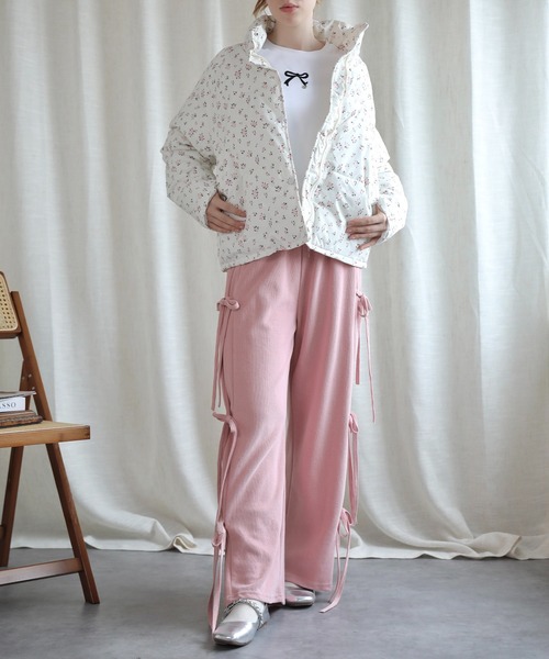 【Jasmine】花柄スタンドカラーダウンジャケットショート丈（ダウンジャケット/コート）｜Jasmine Grandiflorum（ジャスミングランディフローラム）