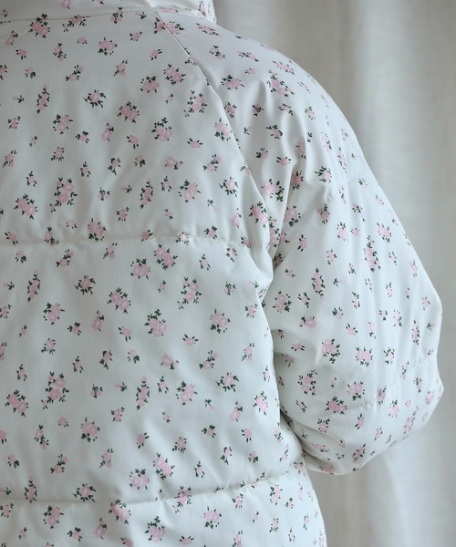 【Jasmine】花柄スタンドカラーダウンジャケットショート丈（ダウンジャケット/コート）｜Jasmine Grandiflorum（ジャスミングランディフローラム）