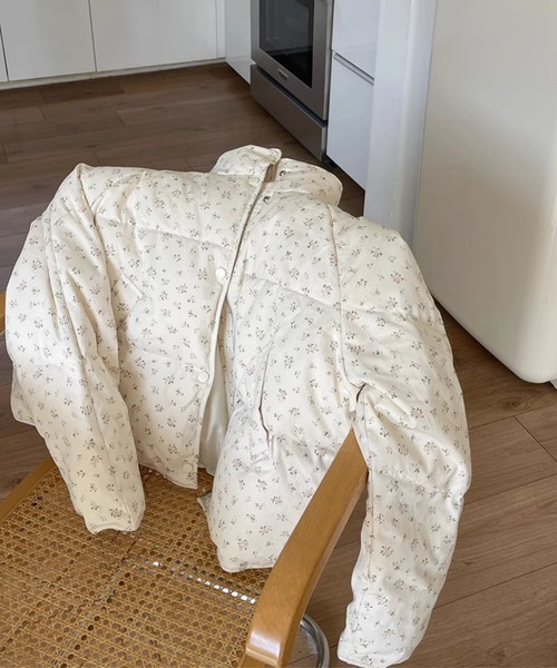 【Jasmine】花柄スタンドカラーダウンジャケットショート丈（ダウンジャケット/コート）｜Jasmine Grandiflorum（ジャスミングランディフローラム）