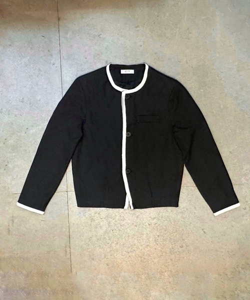 Otte(オッテ)の「コントラストクロップドジャケット(ノーカラージャケット・メンズ・ブラック・MEDIUM/LARGE/X-LARGE/XX-LARGE)」の7枚目の写真