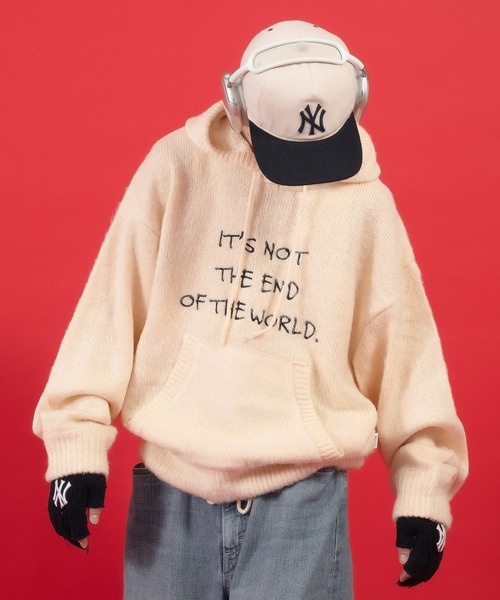 Perushu(ペルーシュ)の「刺繍ロゴニットフーディ(ニット/セーター・メンズ・レッド/チャコールグレー/アイボリー・MEDIUM/LARGE)」の20枚目の写真