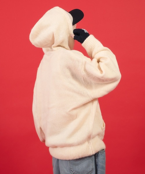 Perushu(ペルーシュ)の「刺繍ロゴニットフーディ(ニット/セーター・メンズ・レッド/チャコールグレー/アイボリー・MEDIUM/LARGE)」の21枚目の写真
