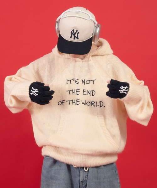 Perushu(ペルーシュ)の「刺繍ロゴニットフーディ(ニット/セーター・メンズ・レッド/チャコールグレー/アイボリー・MEDIUM/LARGE)」の18枚目の写真