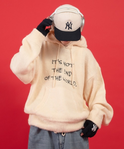 Perushu(ペルーシュ)の「刺繍ロゴニットフーディ(ニット/セーター・メンズ・レッド/チャコールグレー/アイボリー・MEDIUM/LARGE)」の19枚目の写真