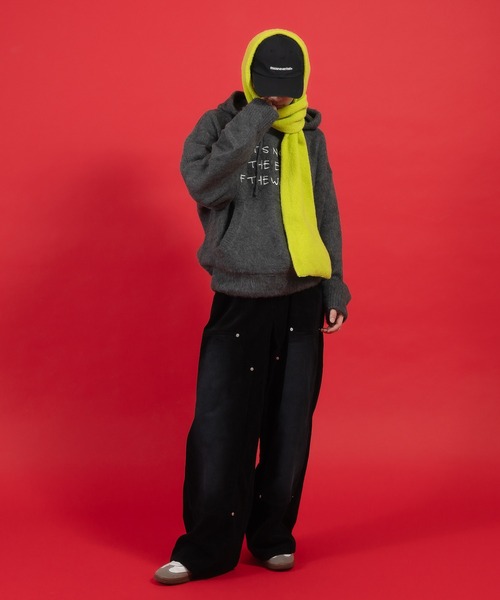 Perushu(ペルーシュ)の「刺繍ロゴニットフーディ(ニット/セーター・メンズ・レッド/チャコールグレー/アイボリー・MEDIUM/LARGE)」の11枚目の写真