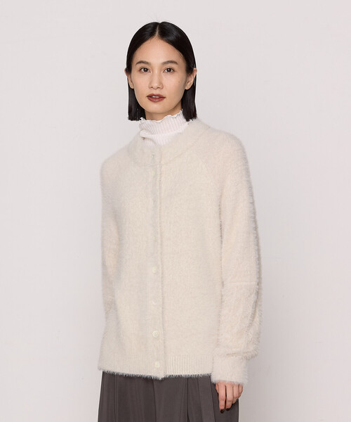 Gabardine K.T（ギャバジンケーティー）の「マイクロナイロンフェザー フェザーヤーン2wayカーディガン（カーディガン/ボレロ・レディース・サックスブルー/ブラック/キナリ・9号）」の2枚目の写真