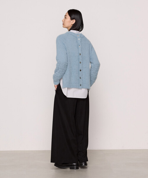 Gabardine K.T（ギャバジンケーティー）の「マイクロナイロンフェザー フェザーヤーン2wayカーディガン（カーディガン/ボレロ・レディース・サックスブルー/ブラック/キナリ・9号）」の13枚目の写真