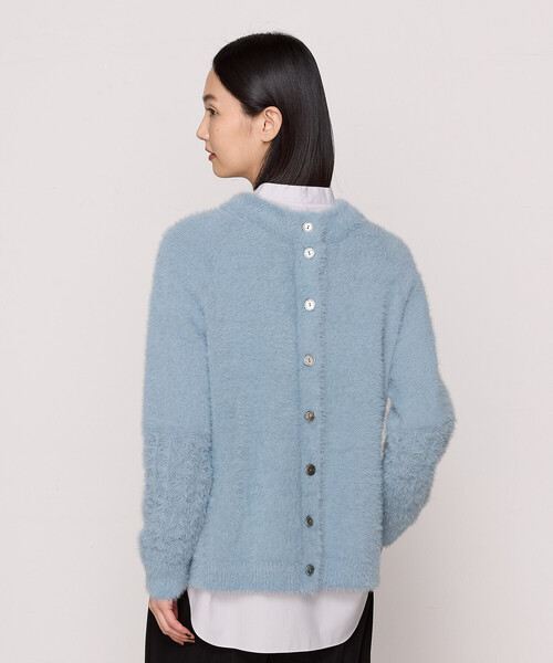 Gabardine K.T（ギャバジンケーティー）の「マイクロナイロンフェザー フェザーヤーン2wayカーディガン（カーディガン/ボレロ・レディース・サックスブルー/ブラック/キナリ・9号）」の12枚目の写真