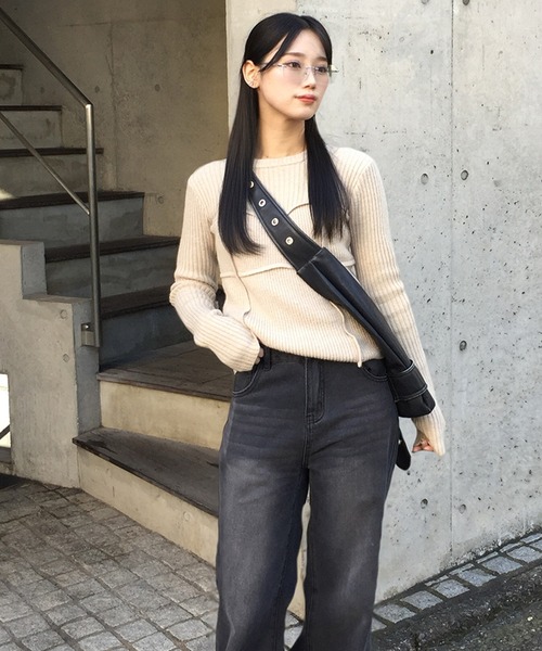 Judin（ジュディン）の「コルセットデザインニットプルオーバー【JD】（ニット/セーター・レディース・レッド/アイボリー/ブラック・FREE）」の5枚目の写真