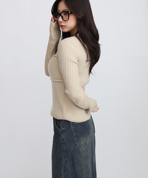 コルセットデザインニットプルオーバー【JD】（ニット/セーター