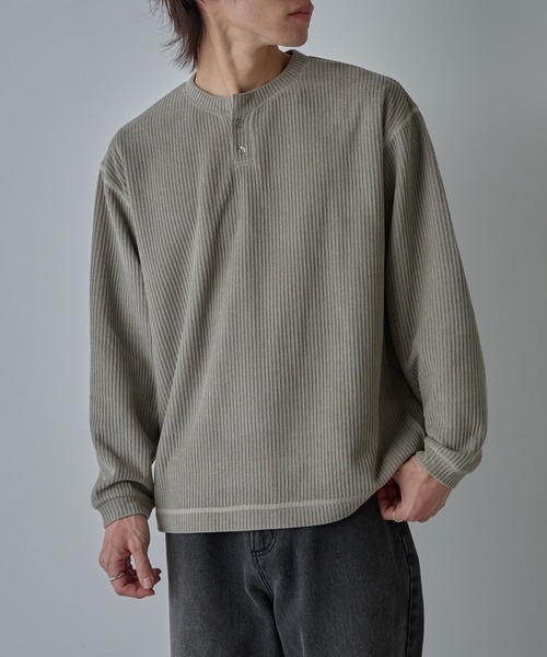 COLONY 2139（コロニートゥーワンスリーナイン）の「グリッドヤーンヘンリーネック（Tシャツ/カットソー・メンズ・グレイッシュベージュ/チャコールグレー/ブラウン・LARGE/MEDIUM）」の12枚目の写真