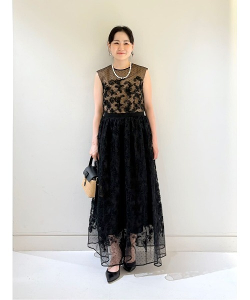 セール】【LOULOU WILLOUGHBY】ドットフラワー刺繍ノースリ