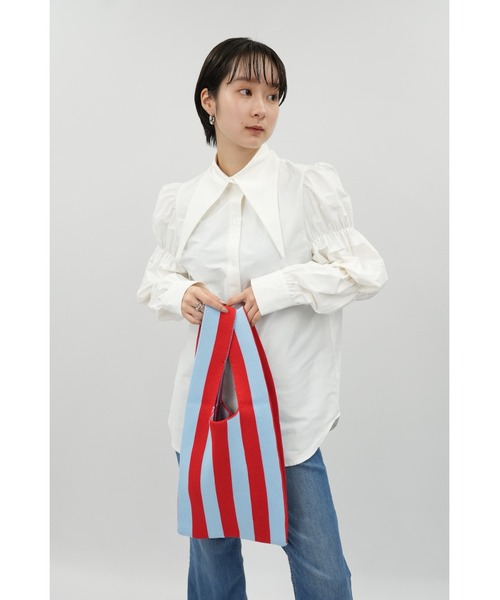 Uenui(ウニュイ)の「【ZOZO限定】ストライプ ミニ トートバッグ バック(ハンドバッグ・レディース・ベージュ/レッド・FREE)」の4枚目の写真