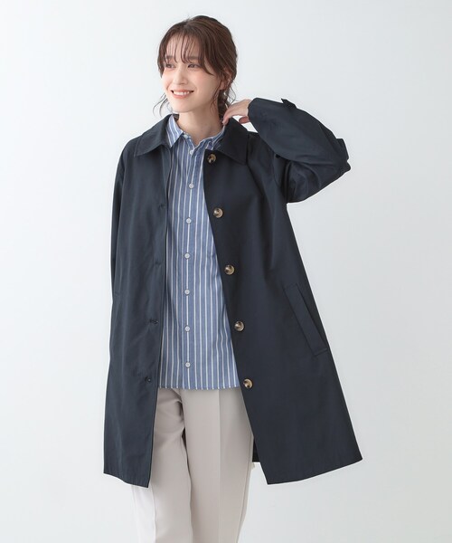 SHOO・LA・RUE（シューラルー）の「【S-LL/撥水/防花粉】オンにもオフにも ステンカラーコート（ステンカラーコート・レディース・ネイビー/ベージュ・04/03/02/01）」の7枚目の写真