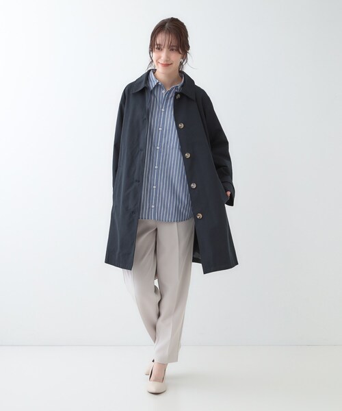 SHOO・LA・RUE（シューラルー）の「【S-LL/撥水/防花粉】オンにもオフにも ステンカラーコート（ステンカラーコート・レディース・ネイビー/ベージュ・04/03/02/01）」の9枚目の写真