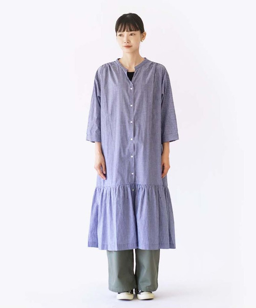 e-zakkamania stores(イーザッカマニアストアーズ)の「ストライプ柄 スキッパー シャツワンピース(シャツワンピース・レディース・ブルー・フリー)」の11枚目の写真