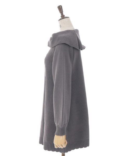 axes femme（アクシーズファム）の「リボン襟ニットミニワンピ（チュニック・レディース・ピンク/チャコール/サックスブルー・FREE）」の5枚目の写真