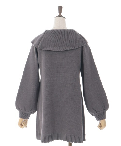 axes femme（アクシーズファム）の「リボン襟ニットミニワンピ（チュニック・レディース・ピンク/チャコール/サックスブルー・FREE）」の6枚目の写真