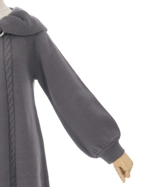 axes femme（アクシーズファム）の「リボン襟ニットミニワンピ（チュニック・レディース・ピンク/チャコール/サックスブルー・FREE）」の11枚目の写真