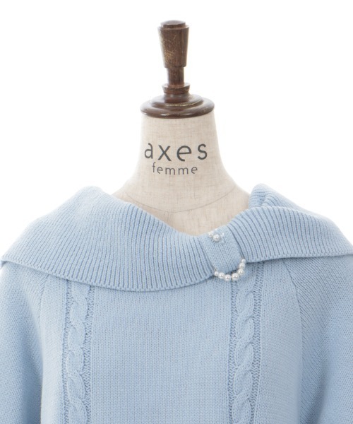 axes femme（アクシーズファム）の「リボン襟ニットミニワンピ（チュニック・レディース・ピンク/チャコール/サックスブルー・FREE）」の17枚目の写真