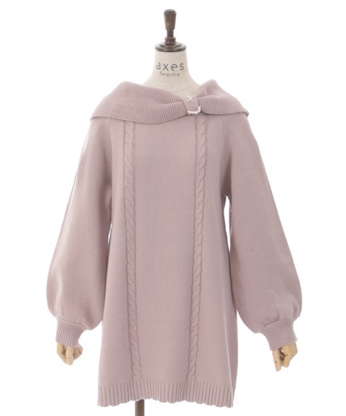 axes femme（アクシーズファム）の「リボン襟ニットミニワンピ（チュニック・レディース・ピンク/チャコール/サックスブルー・FREE）」の21枚目の写真
