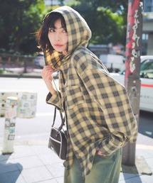 FOREVER 21 | 【2025SS】チェックフーディービッグシャツ(シャツ/ブラウス)