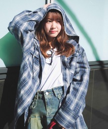 FOREVER 21 | 【2025SS】チェックフーディービッグシャツ(シャツ/ブラウス)