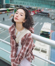 FOREVER 21 | 【2025SS】チェックフーディービッグシャツ(シャツ/ブラウス)