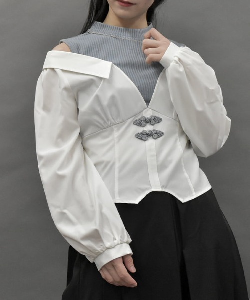 レイヤードオリエンタルシャツ（シャツ/ブラウス）｜axes femme POETIQUE（アクシーズファムポエティック）