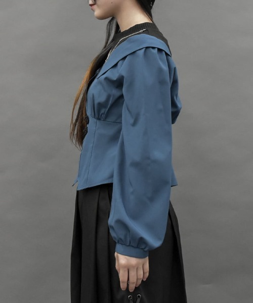 axes femme POETIQUE(アクシーズファムポエティック)の「レイヤードオリエンタルシャツ(シャツ/ブラウス・レディース・グレー/ブラック/ブルーグリーン・MEDIUM)」の4枚目の写真